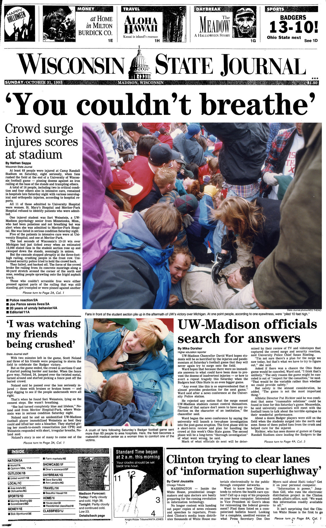 Wisconsin State Journal front page